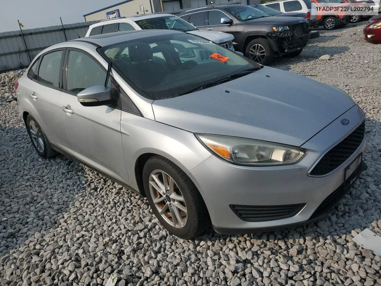 2015 Ford Focus Se VIN: 1FADP3F22FL202794 Lot: 70725844