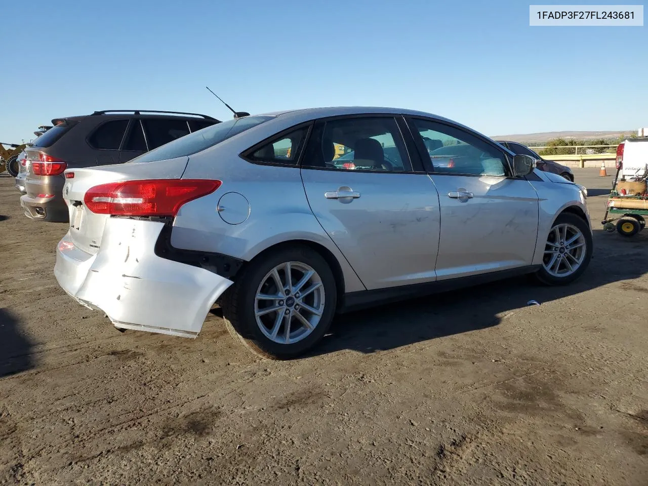 2015 Ford Focus Se VIN: 1FADP3F27FL243681 Lot: 71806774