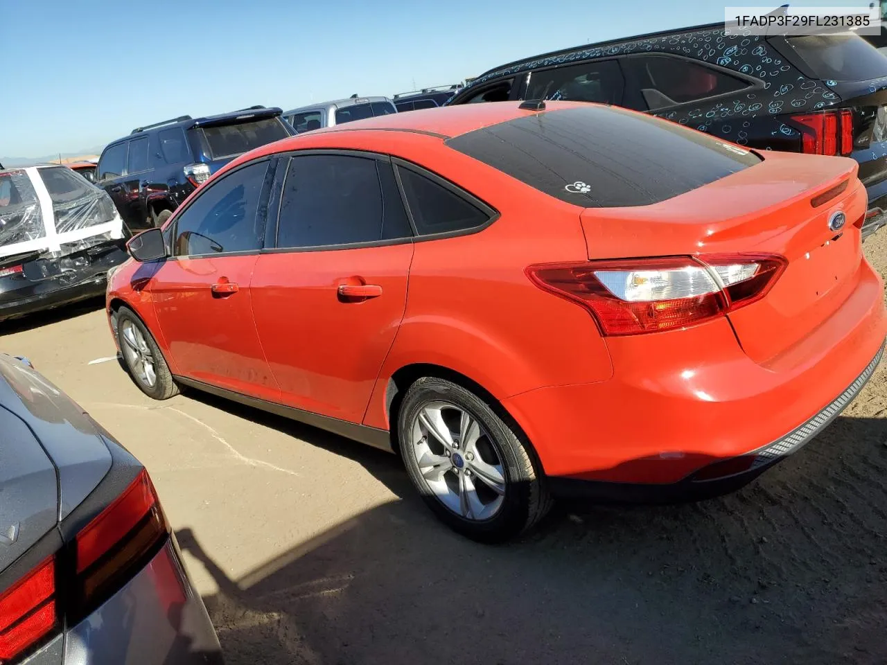 2015 Ford Focus Se VIN: 1FADP3F29FL231385 Lot: 72859434