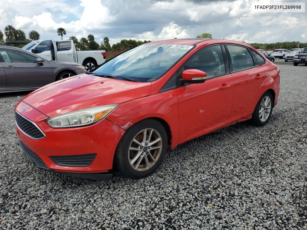 2015 Ford Focus Se VIN: 1FADP3F21FL269998 Lot: 73878474