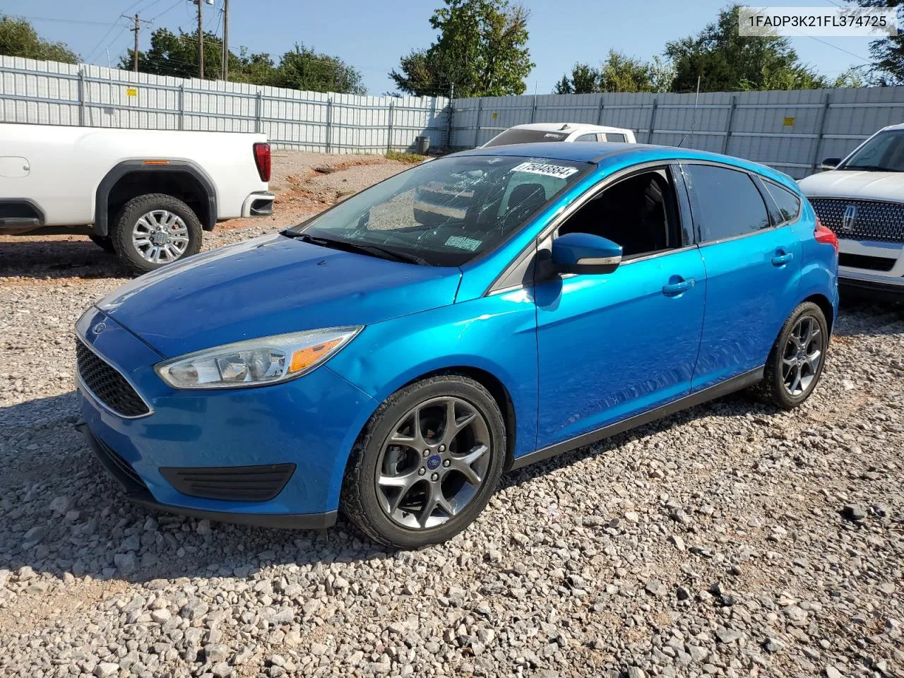 2015 Ford Focus Se VIN: 1FADP3K21FL374725 Lot: 75048884