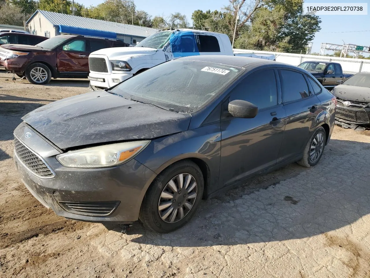 2015 Ford Focus S VIN: 1FADP3E20FL270738 Lot: 76751174