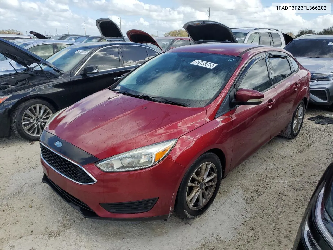 2015 Ford Focus Se VIN: 1FADP3F23FL366202 Lot: 76778774