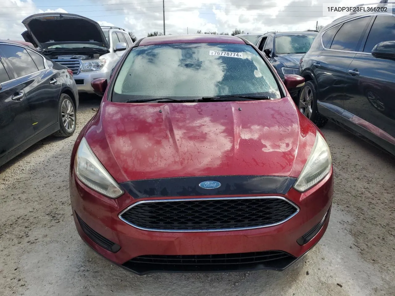 2015 Ford Focus Se VIN: 1FADP3F23FL366202 Lot: 76778774