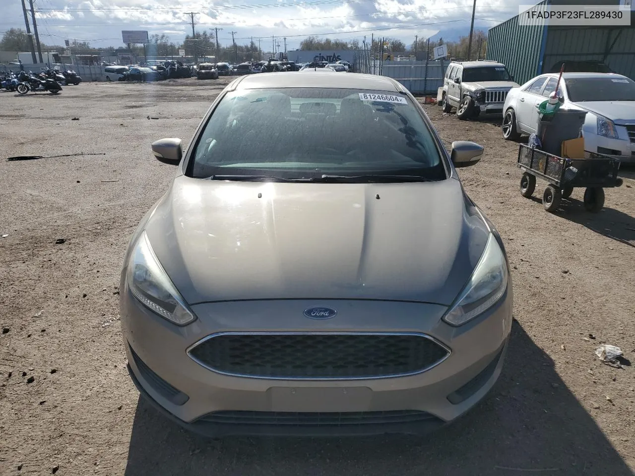 2015 Ford Focus Se VIN: 1FADP3F23FL289430 Lot: 81246604