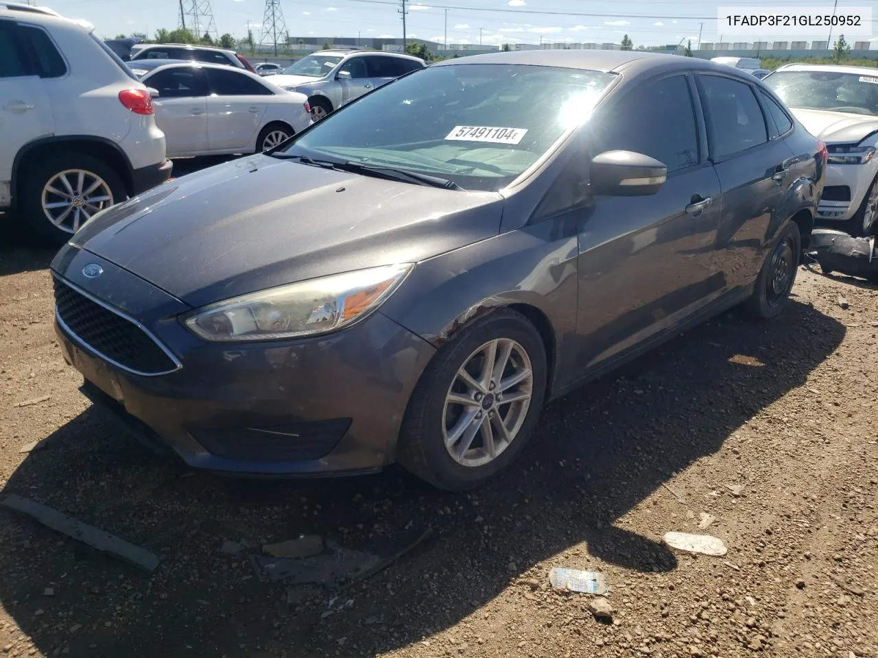 2016 Ford Focus Se VIN: 1FADP3F21GL250952 Lot: 57491104