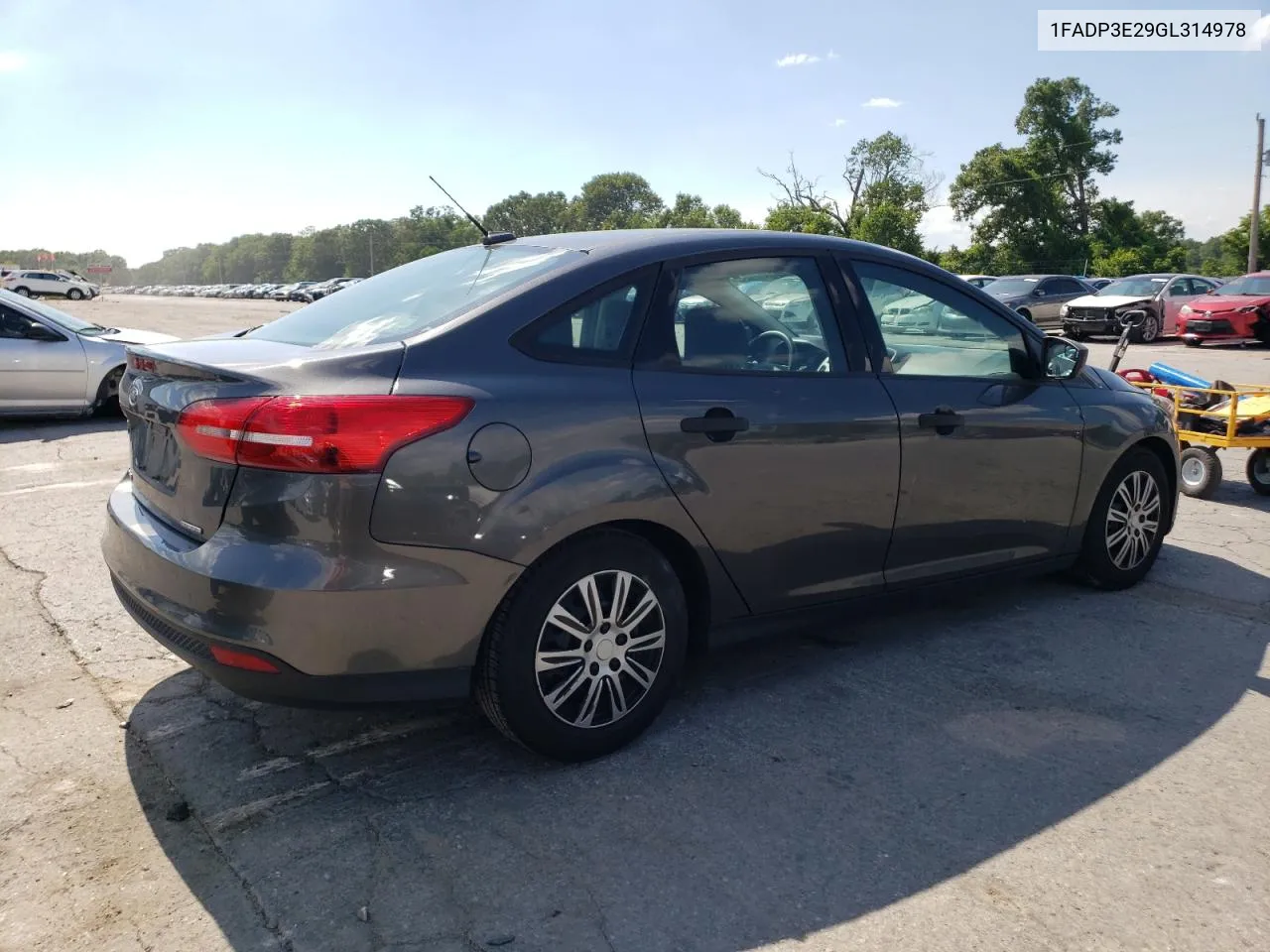 2016 Ford Focus S VIN: 1FADP3E29GL314978 Lot: 59946384