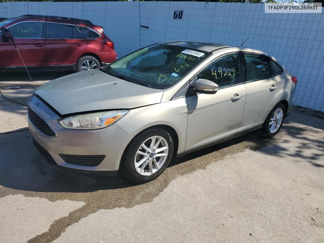 2016 Ford Focus Se VIN: 1FADP3F29GL365931 Lot: 59983894