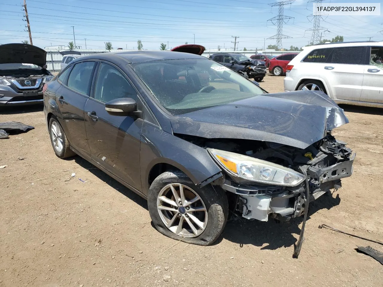 2016 Ford Focus Se VIN: 1FADP3F22GL394137 Lot: 60084424