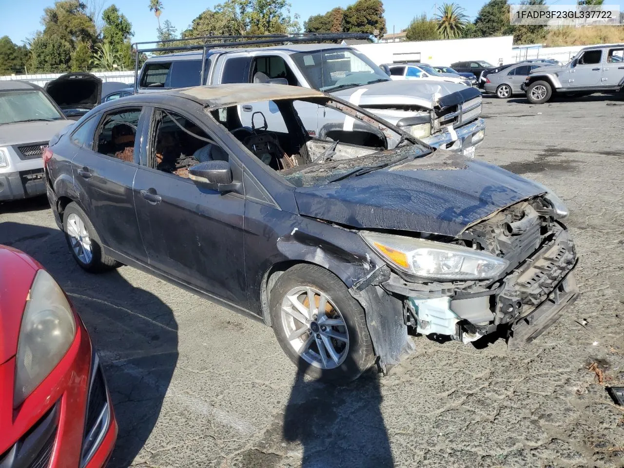 2016 Ford Focus Se VIN: 1FADP3F23GL337722 Lot: 66138464