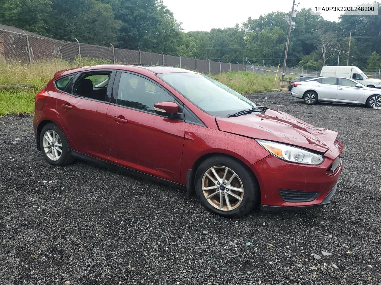 2016 Ford Focus Se VIN: 1FADP3K22GL248200 Lot: 66667544