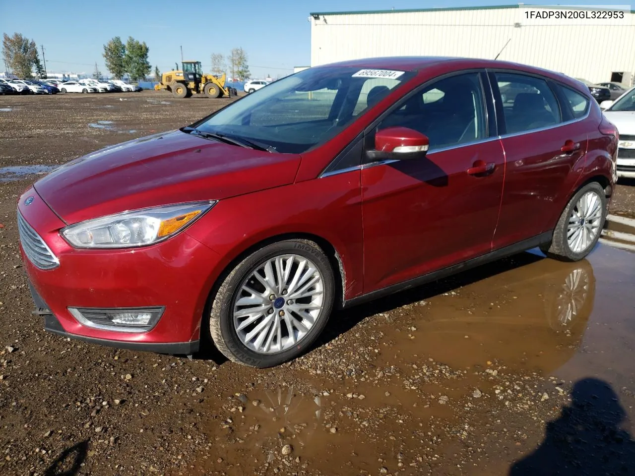 2016 Ford Focus Titanium VIN: 1FADP3N20GL322953 Lot: 69567004