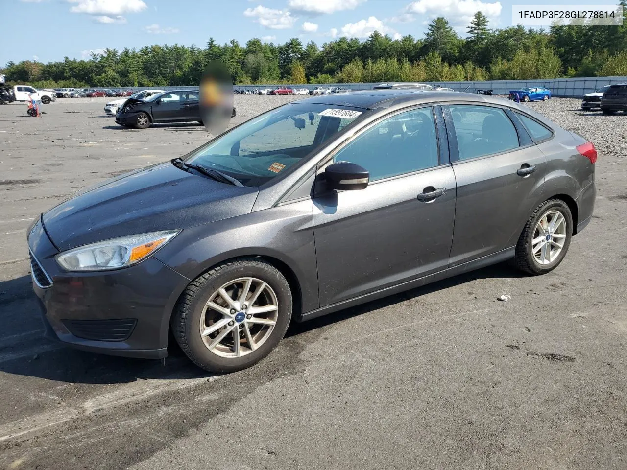 2016 Ford Focus Se VIN: 1FADP3F28GL278814 Lot: 71597604