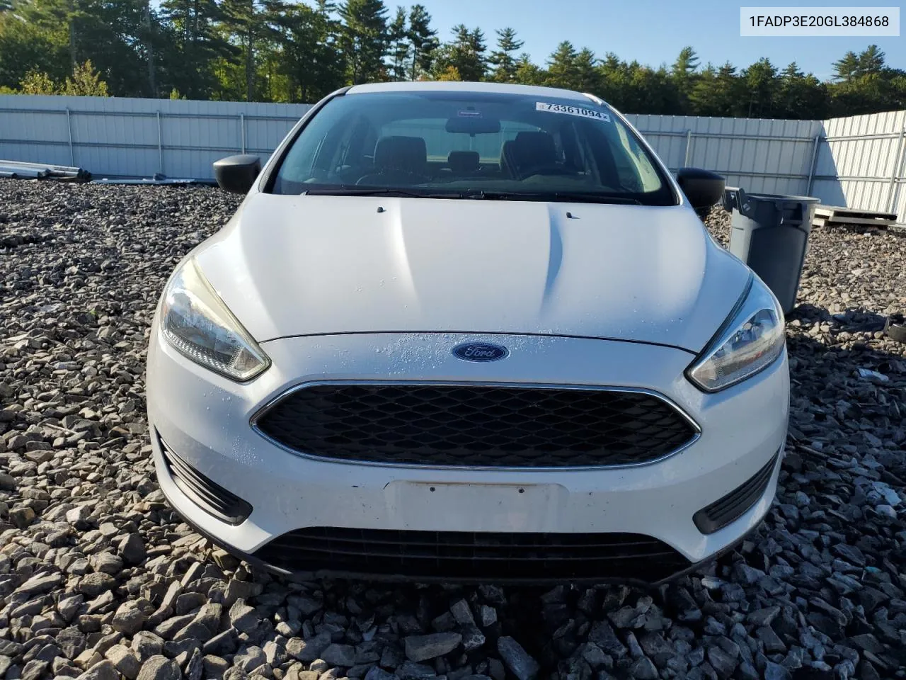 2016 Ford Focus S VIN: 1FADP3E20GL384868 Lot: 73361094