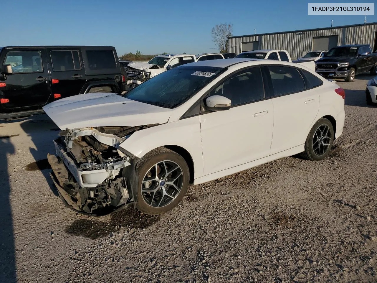 2016 Ford Focus Se VIN: 1FADP3F21GL310194 Lot: 73374524