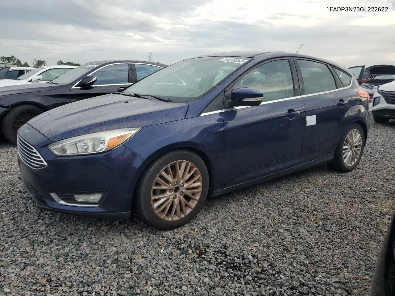 2016 Ford Focus Titanium VIN: 1FADP3N23GL222622 Lot: 73876554