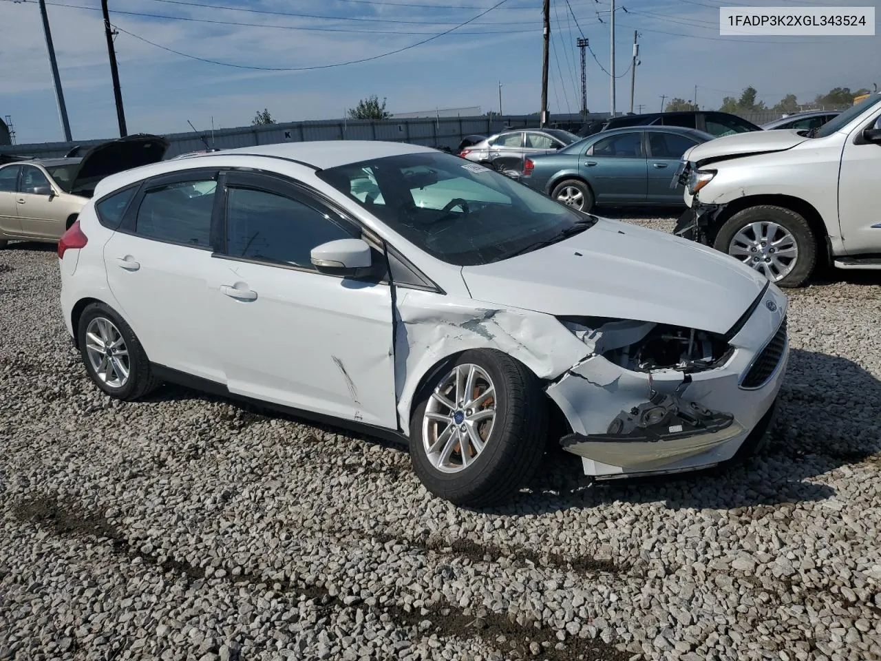 2016 Ford Focus Se VIN: 1FADP3K2XGL343524 Lot: 73994304