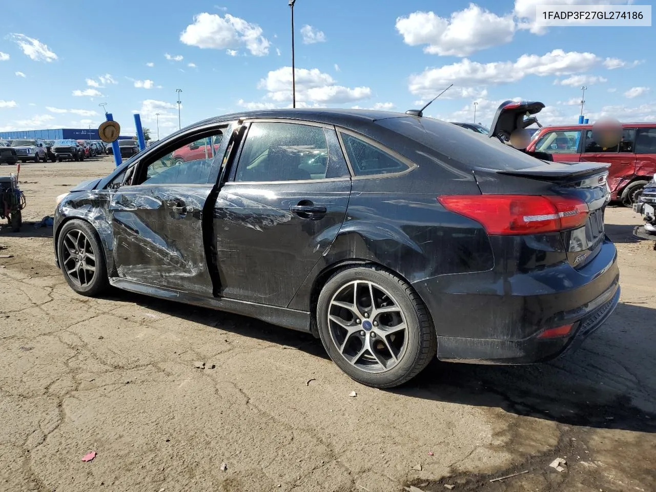 2016 Ford Focus Se VIN: 1FADP3F27GL274186 Lot: 74054834