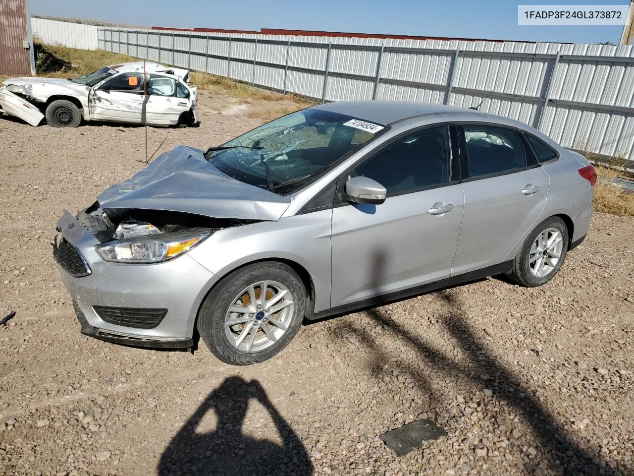 2016 Ford Focus Se VIN: 1FADP3F24GL373872 Lot: 74184934