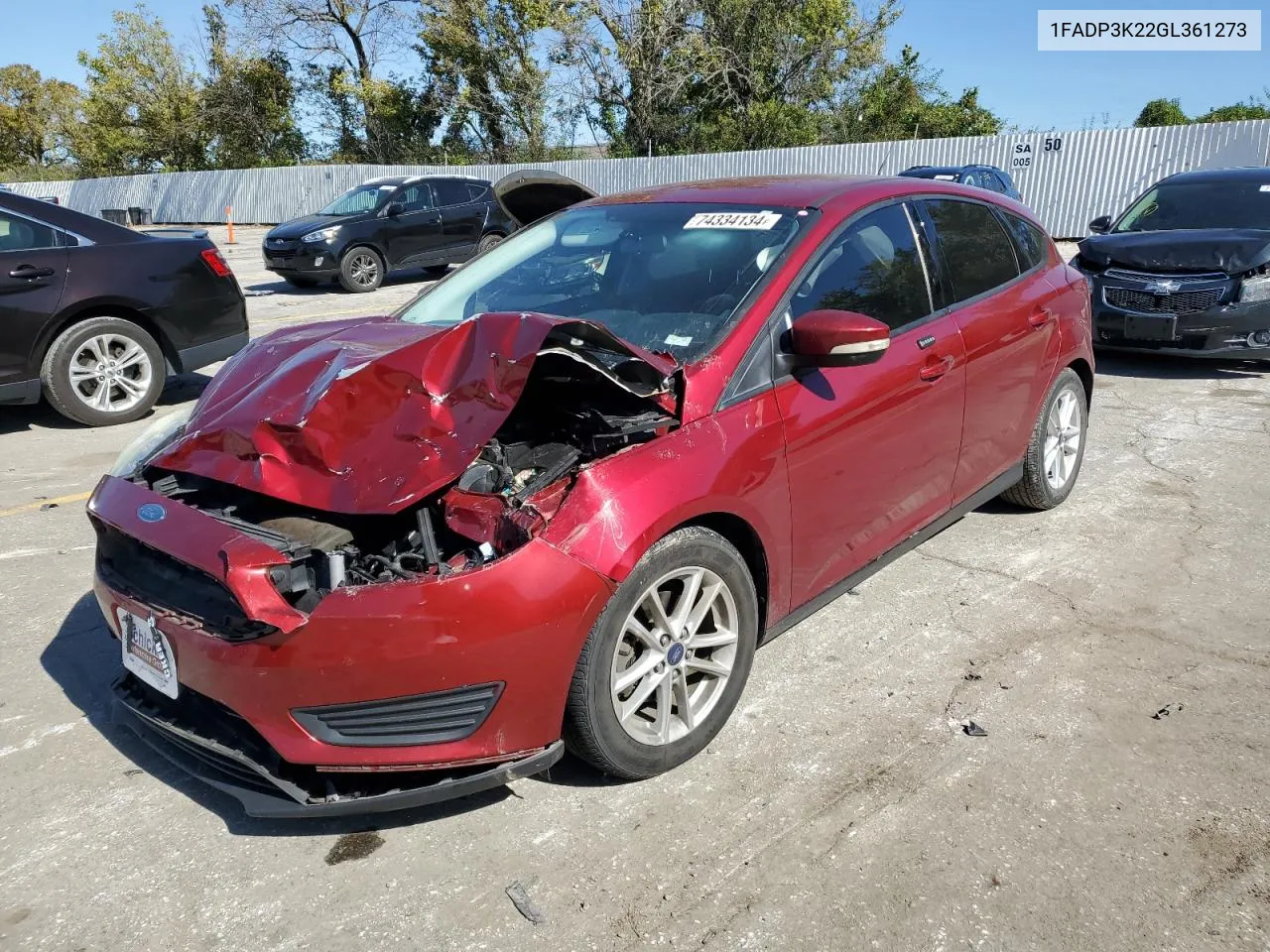 2016 Ford Focus Se VIN: 1FADP3K22GL361273 Lot: 74334134