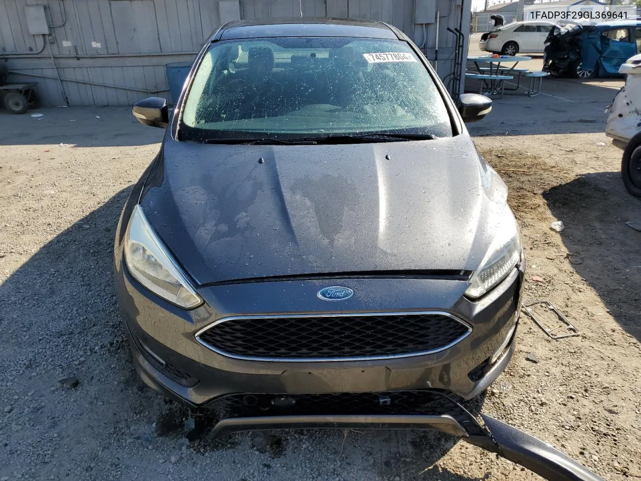 2016 Ford Focus Se VIN: 1FADP3F29GL369641 Lot: 74577804