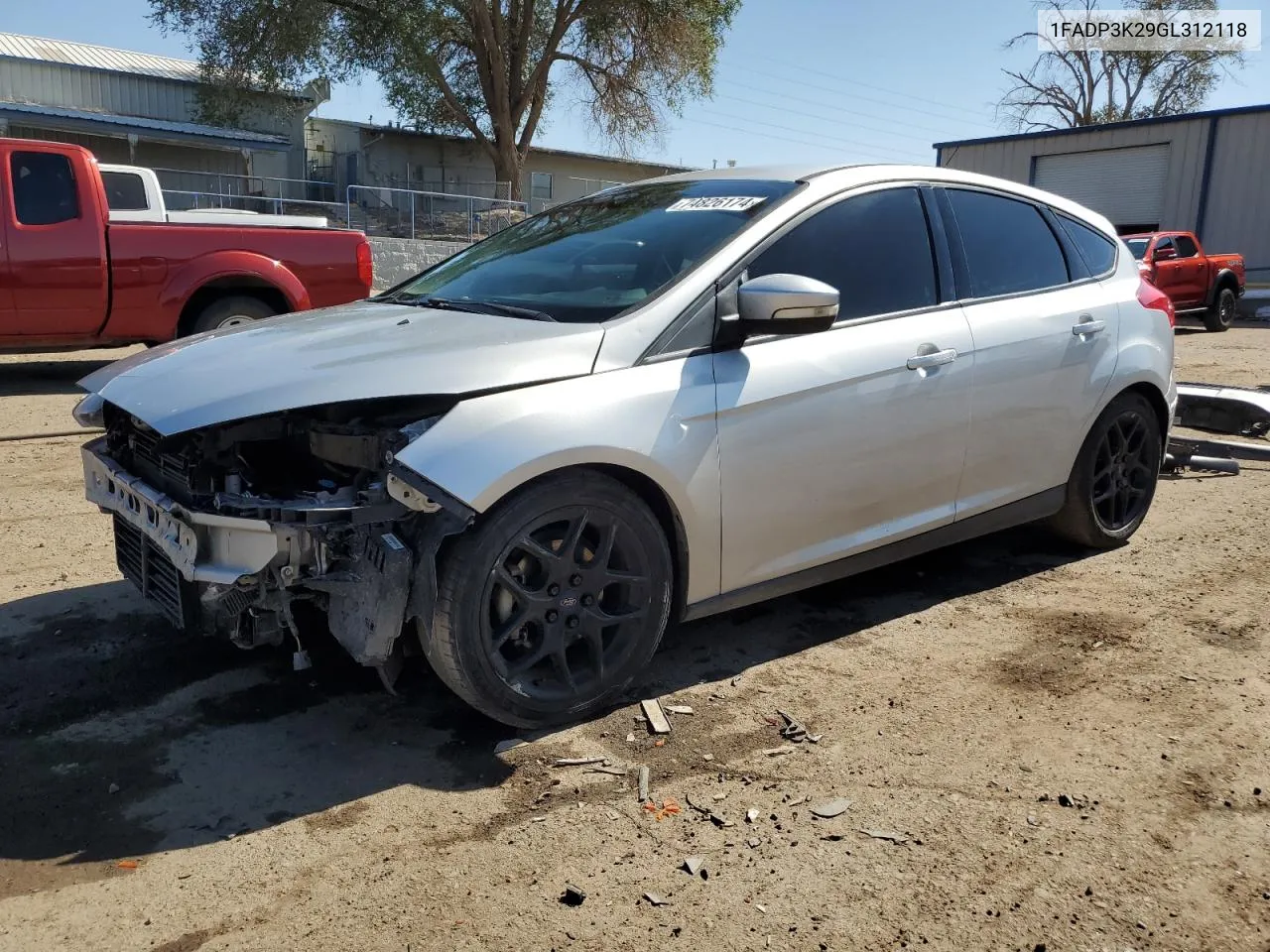 2016 Ford Focus Se VIN: 1FADP3K29GL312118 Lot: 74826174