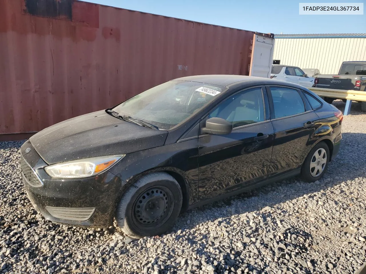 2016 Ford Focus S VIN: 1FADP3E24GL367734 Lot: 74962234