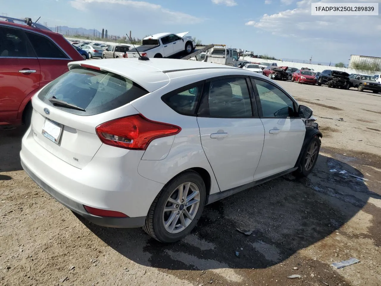 2016 Ford Focus Se VIN: 1FADP3K25GL289839 Lot: 75324174