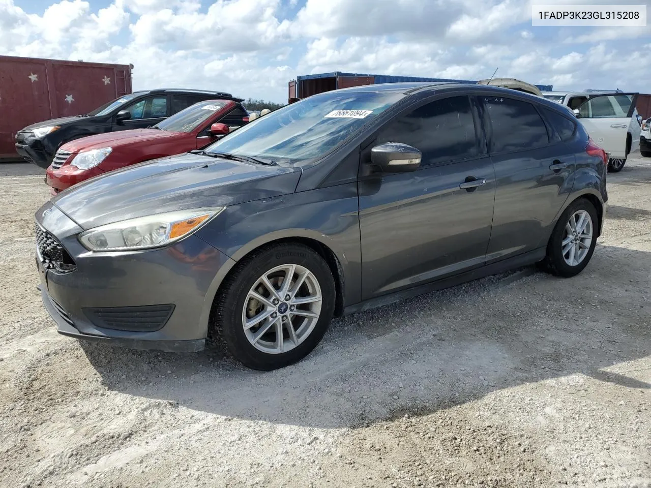 2016 Ford Focus Se VIN: 1FADP3K23GL315208 Lot: 76861094