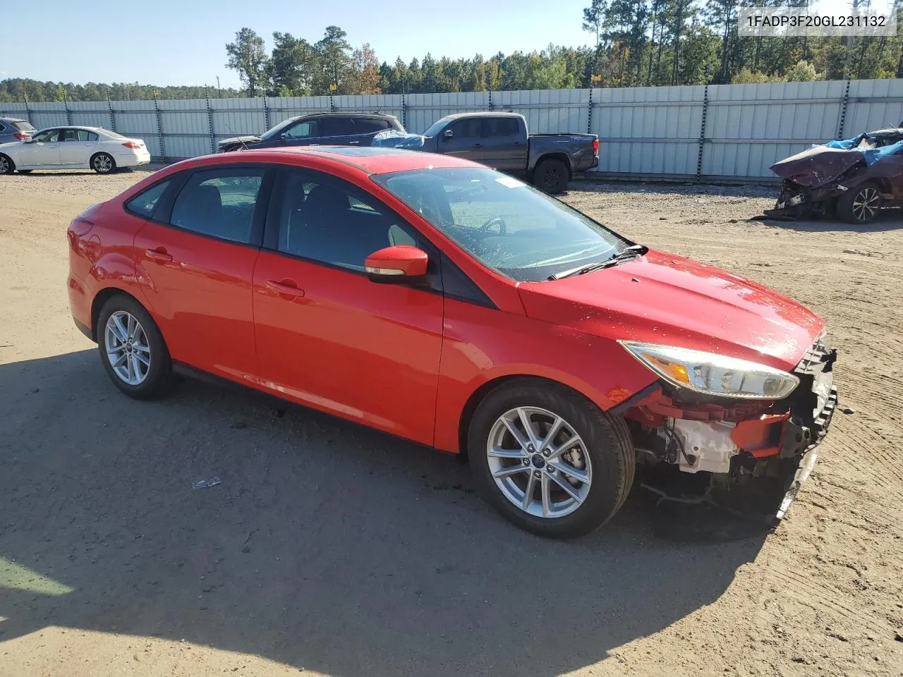 2016 Ford Focus Se VIN: 1FADP3F20GL231132 Lot: 76903254