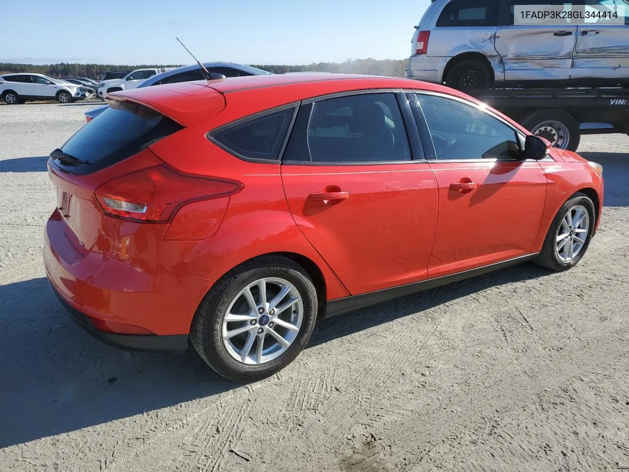 2016 Ford Focus Se VIN: 1FADP3K28GL344414 Lot: 78263944