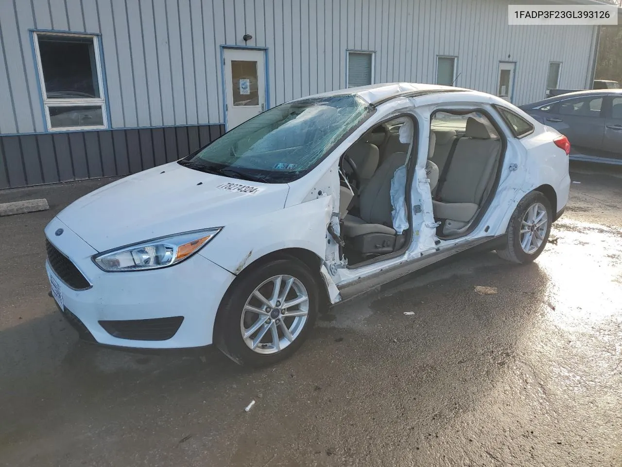 2016 Ford Focus Se VIN: 1FADP3F23GL393126 Lot: 78274324