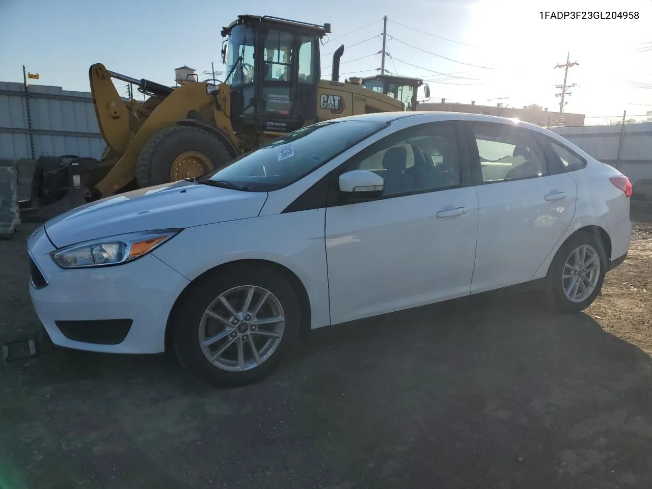 2016 Ford Focus Se VIN: 1FADP3F23GL204958 Lot: 78462604