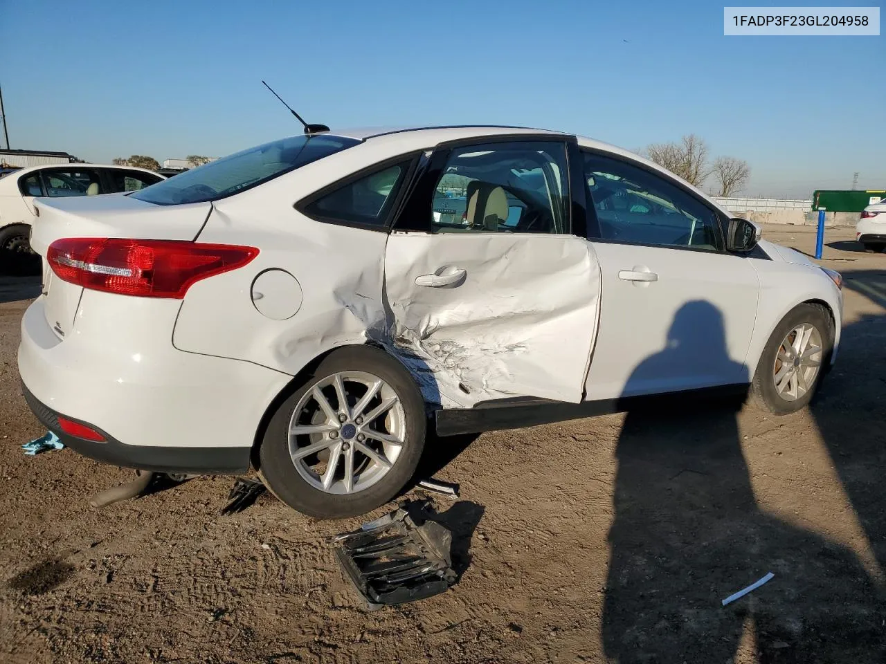 2016 Ford Focus Se VIN: 1FADP3F23GL204958 Lot: 78462604