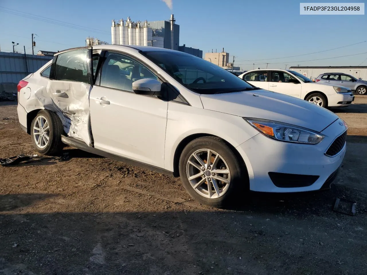 2016 Ford Focus Se VIN: 1FADP3F23GL204958 Lot: 78462604