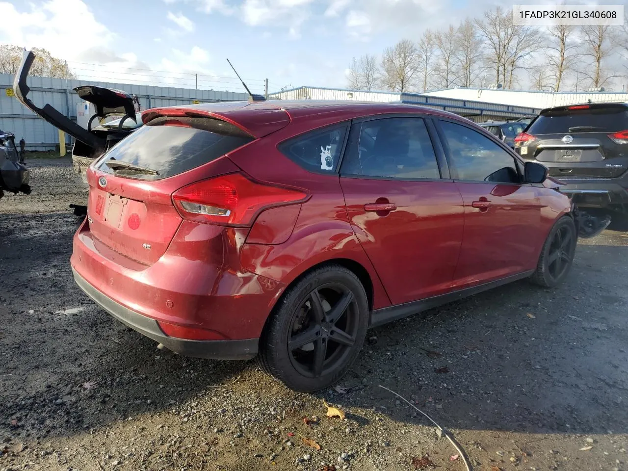 2016 Ford Focus Se VIN: 1FADP3K21GL340608 Lot: 78687974