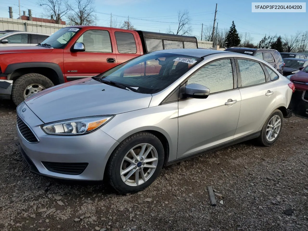 2016 Ford Focus Se VIN: 1FADP3F22GL404200 Lot: 78799764