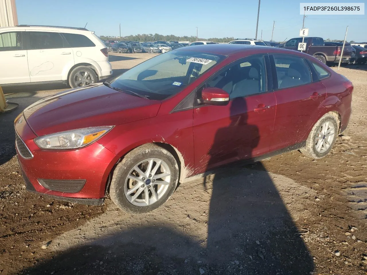 2016 Ford Focus Se VIN: 1FADP3F26GL398675 Lot: 79516474