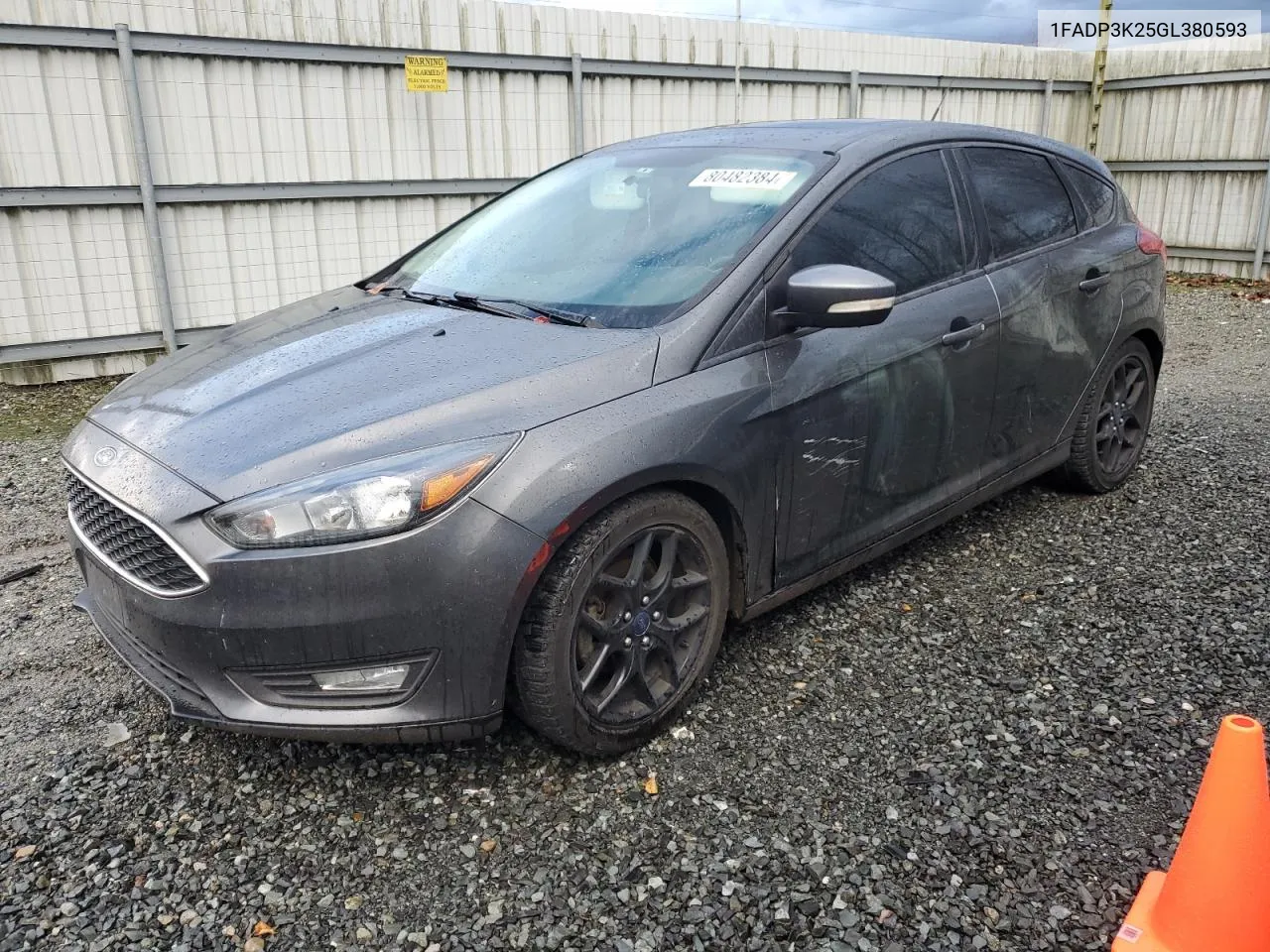 2016 Ford Focus Se VIN: 1FADP3K25GL380593 Lot: 80482384