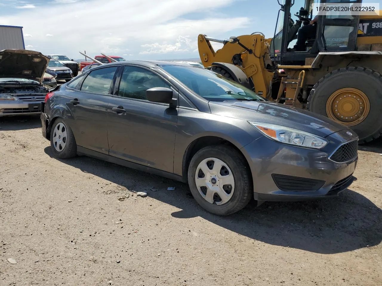 2017 Ford Focus S VIN: 1FADP3E20HL222952 Lot: 68697854