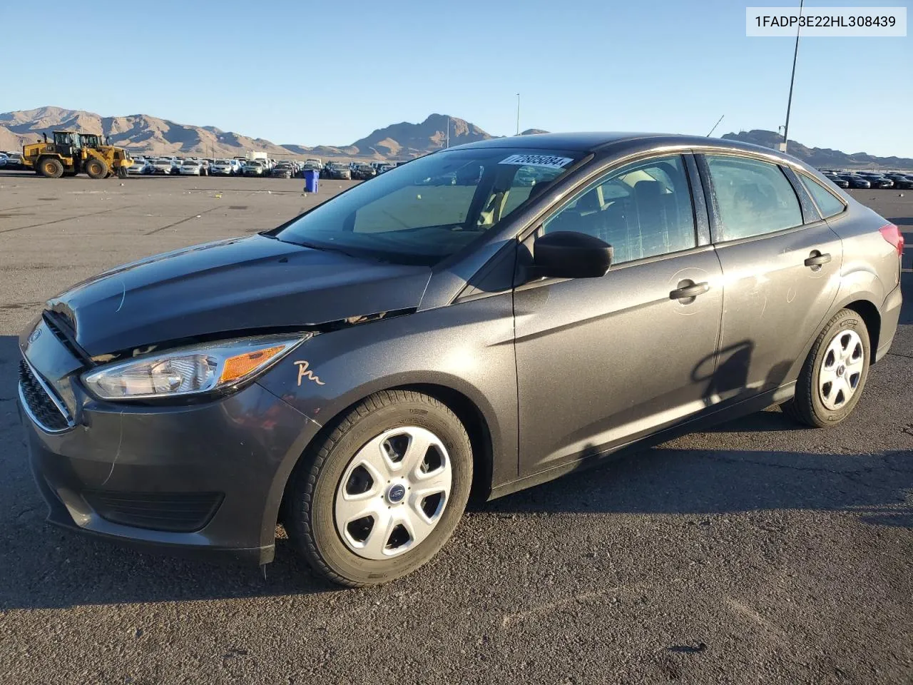 2017 Ford Focus S VIN: 1FADP3E22HL308439 Lot: 72805084