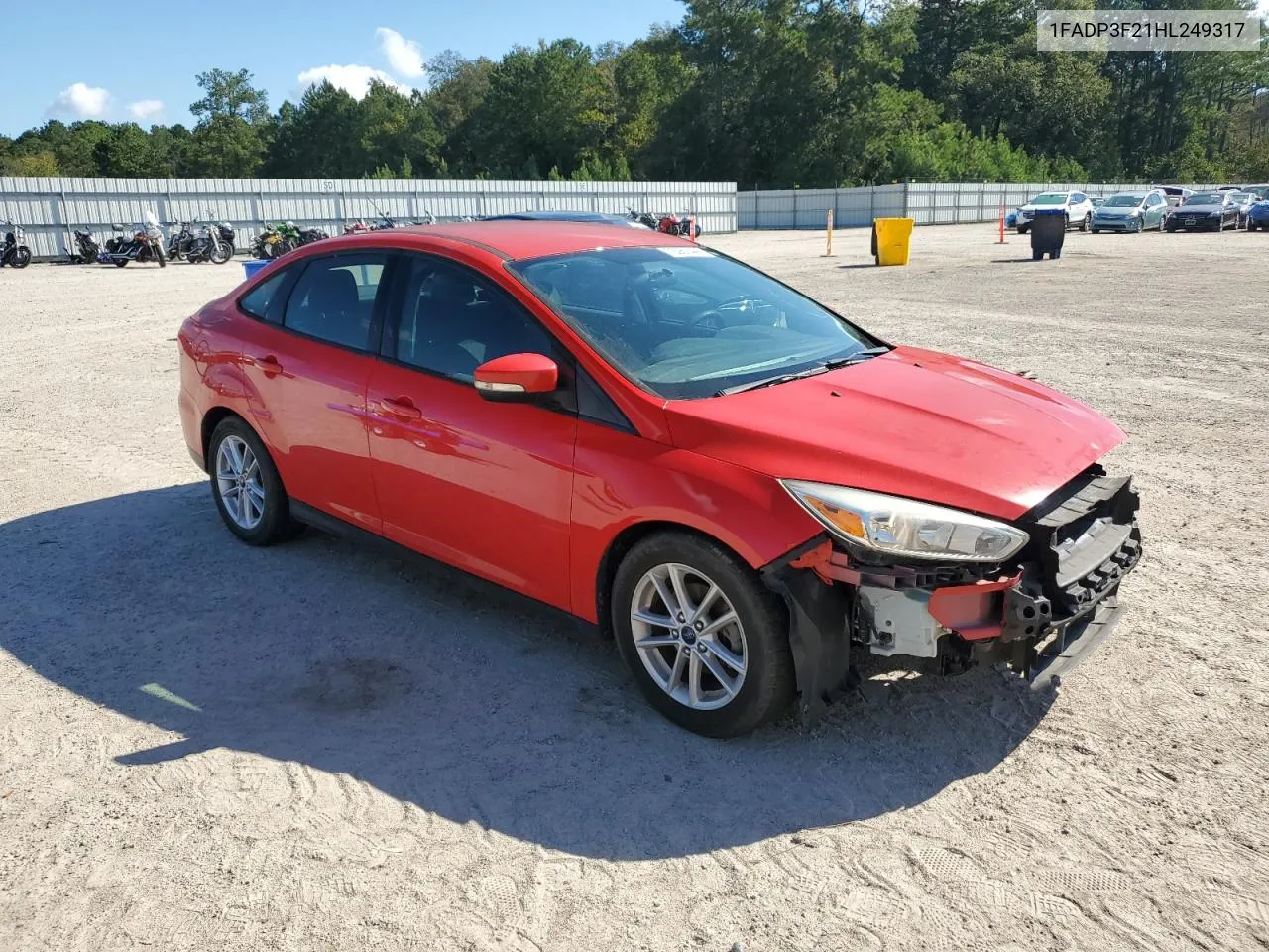 2017 Ford Focus Se VIN: 1FADP3F21HL249317 Lot: 72967444