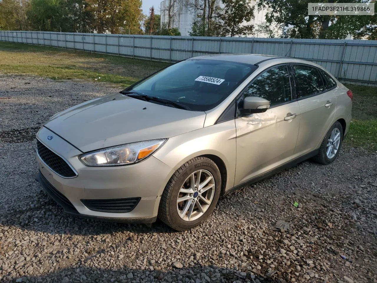 2017 Ford Focus Se VIN: 1FADP3F21HL319866 Lot: 73598524