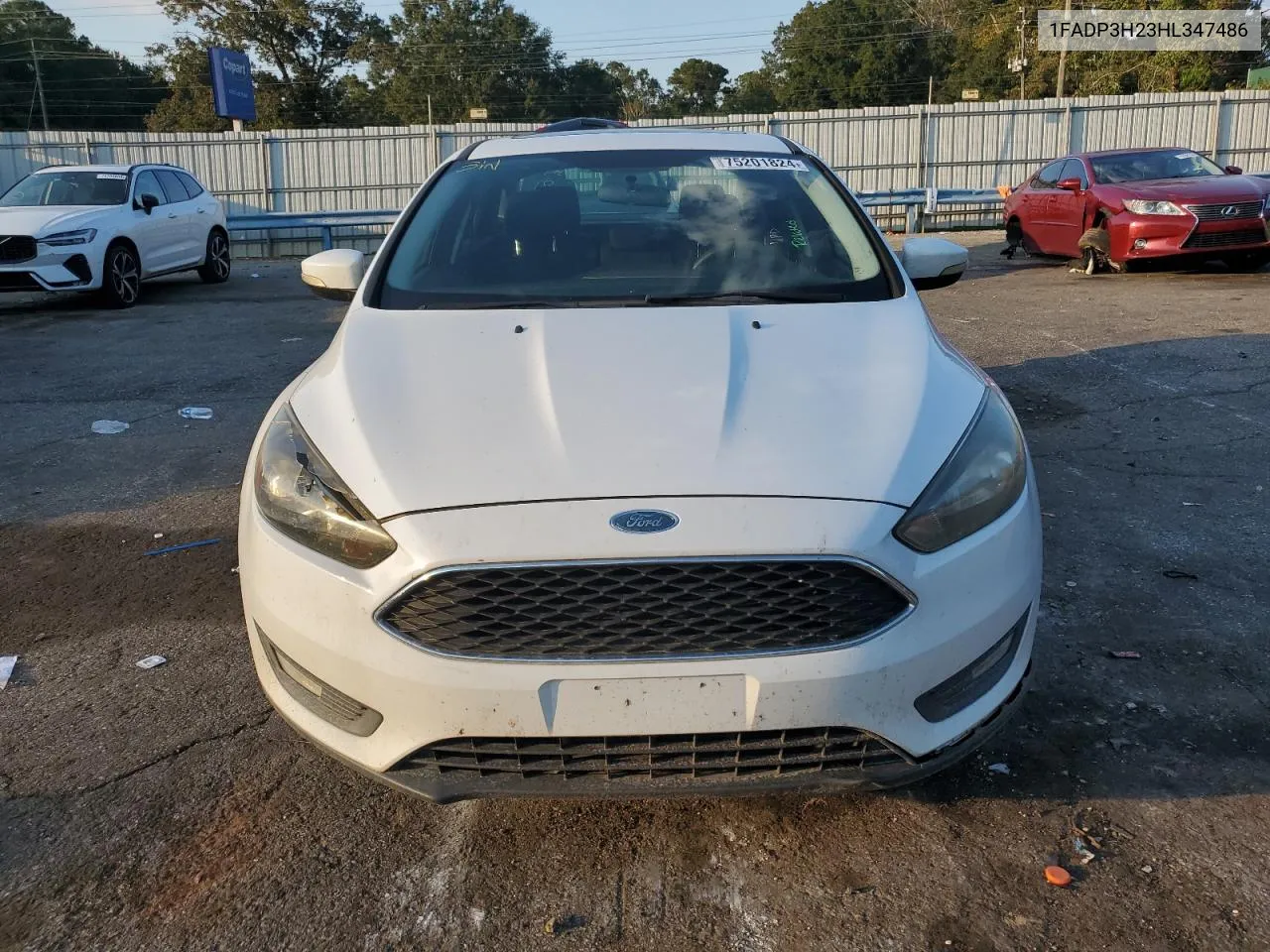 2017 Ford Focus Sel VIN: 1FADP3H23HL347486 Lot: 75201824