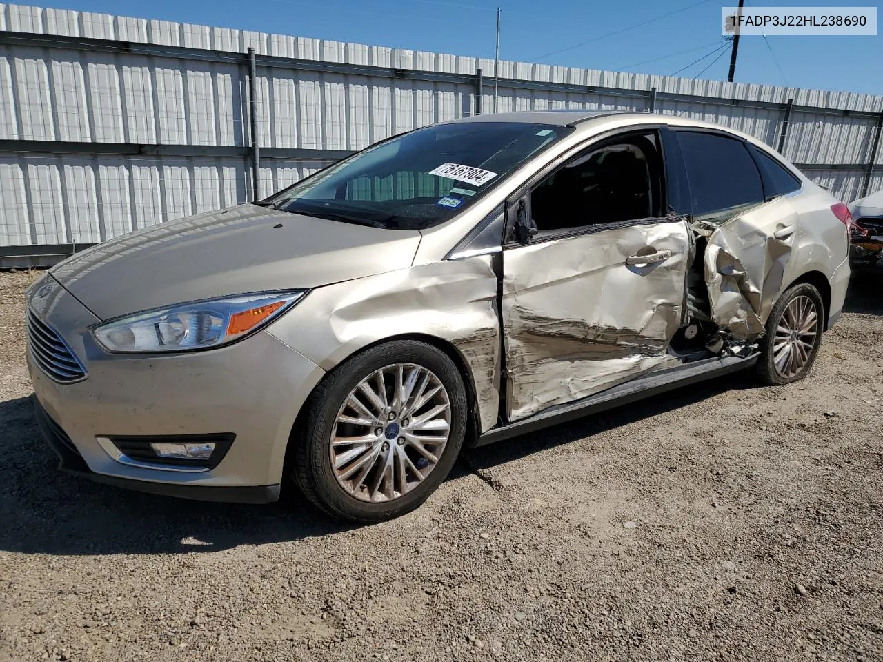 2017 Ford Focus Titanium VIN: 1FADP3J22HL238690 Lot: 76167904