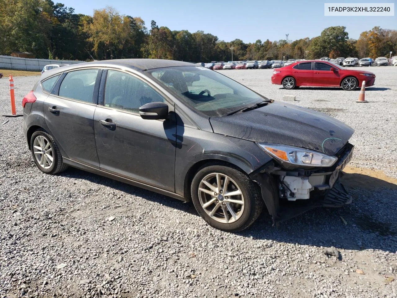 2017 Ford Focus Se VIN: 1FADP3K2XHL322240 Lot: 76489354