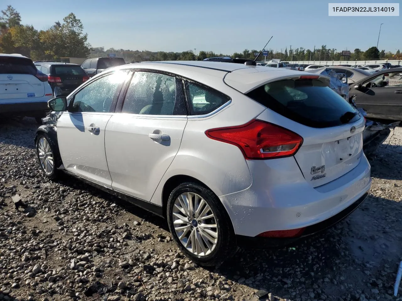 2018 Ford Focus Titanium VIN: 1FADP3N22JL314019 Lot: 73600814