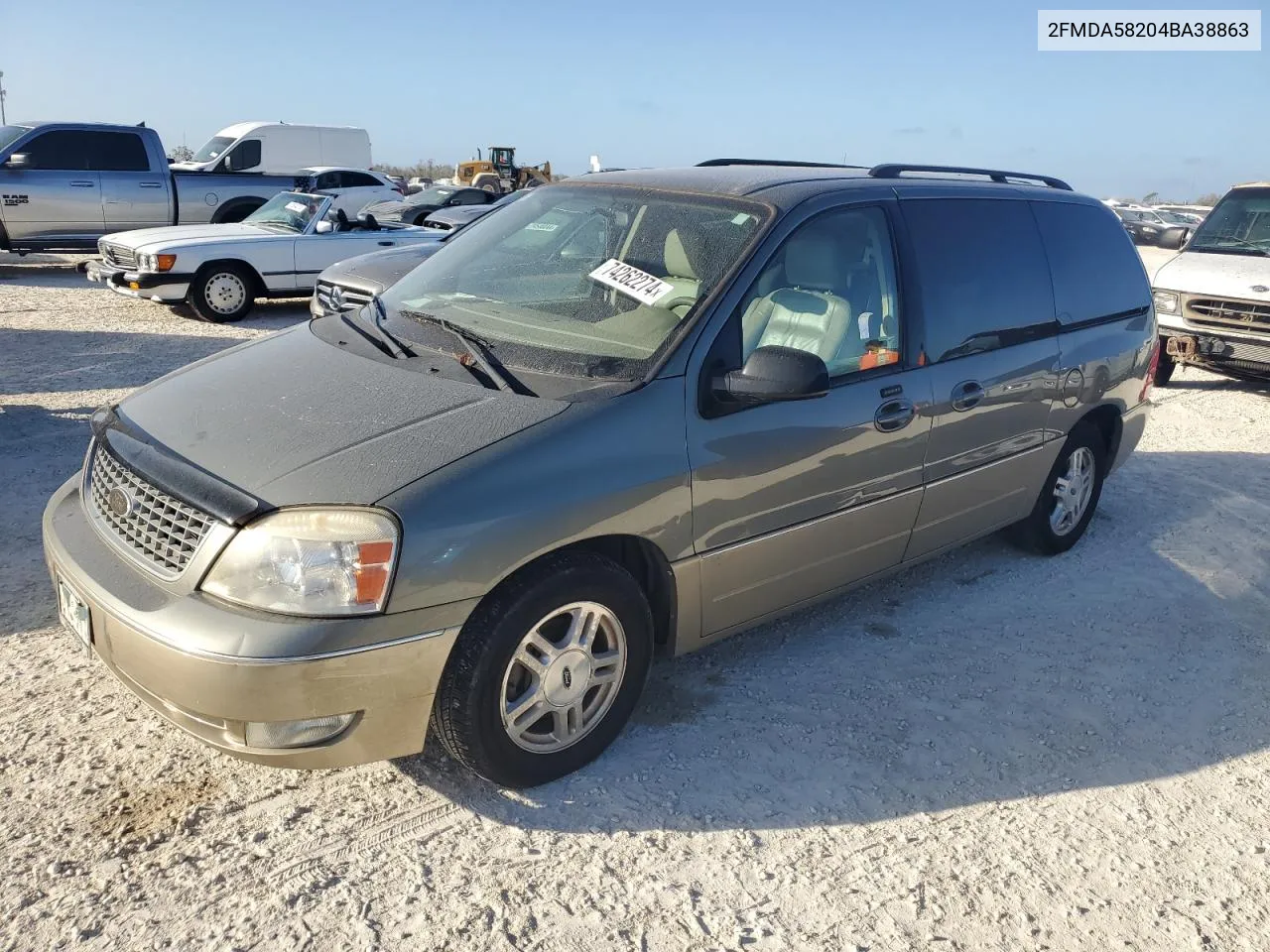 2004 Ford Freestar Limited VIN: 2FMDA58204BA38863 Lot: 74262274