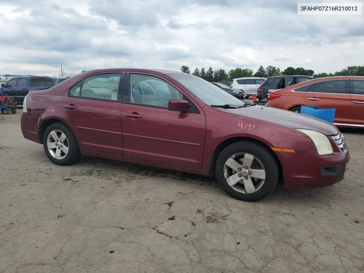 2006 Ford Fusion Se VIN: 3FAHP07Z16R210012 Lot: 57037244