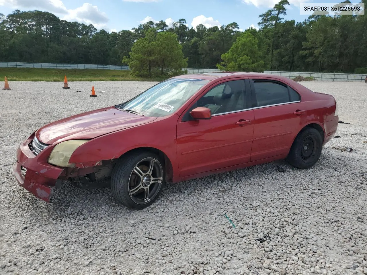 2006 Ford Fusion Sel VIN: 3FAFP081X6R226693 Lot: 69590034